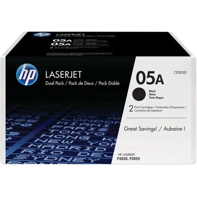 HEWLETT-PACKARD HP 05A-laservärikasettipakkaus, musta, 2 kpl HEWLETT-PACKARD HP 05A-laservärikasettipakkaus, musta, 2 kpl