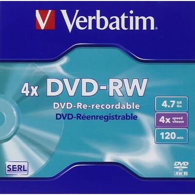 Verbatim DVD-RW, 4x, 4,7 GB/120 min, 5-pack jewel case, SERL Verbatim DVD-RW, 4x, 4,7 GB/120 min, 5-pack jewel case, SERL