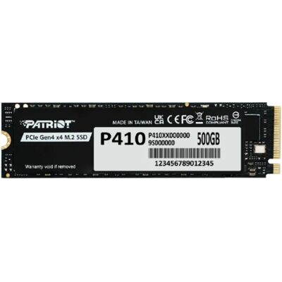 Patriot P410 500 Gt M.2 PCIe 4.0 x4 NVMe -SSD-levy, musta Patriot P410 500 Gt M.2 PCIe 4.0 x4 NVMe -SSD-levy, musta