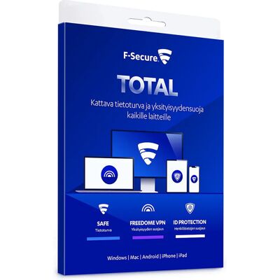F-Secure TOTAL 12 kk / 3 laitetta -tietoturvaohjelmisto F-Secure TOTAL 12 kk / 3 laitetta -tietoturvaohjelmisto
