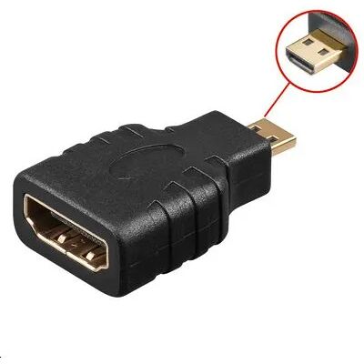 MicroConnect HDMI, 19 pin, Male - Micro HDMI, 19 pin, Female Adapter -adapteri, Musta MicroConnect HDMI, 19 pin, Male - Micro HDMI, 19 pin, Female Adapter -adapteri, Musta