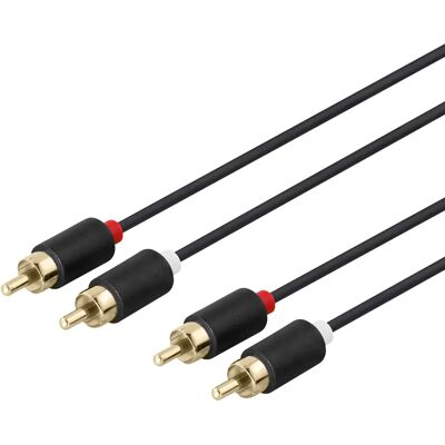 Deltaco 170003 kullattu 2x RCA -audiokaapeli, 3 m, musta Deltaco 170003 kullattu 2x RCA -audiokaapeli, 3 m, musta
