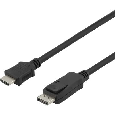 Deltaco DisplayPortista HDMI:ksi - 4K UHD - Musta - 3m Deltaco DisplayPortista HDMI:ksi - 4K UHD - Musta - 3m