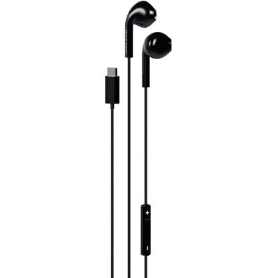Happy Plugs Wired USB-C -nappikuulokkeet, musta Happy Plugs Wired USB-C -nappikuulokkeet, musta