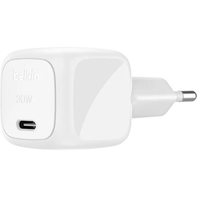Belkin BoostCharge Compact USB-C Charger 30W -laturi, Valkoinen Belkin BoostCharge Compact USB-C Charger 30W -laturi, Valkoinen