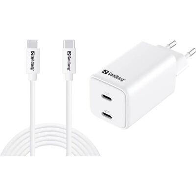 Sandberg AC Charger USB-C PD65W EU 3 metriä - Seinälaturi, Valkoinen Sandberg AC Charger USB-C PD65W EU 3 metriä - Seinälaturi, Valkoinen