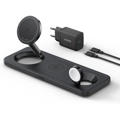 Anker MagGo 15W Langaton Latausasema - 3-in-1 Musta Anker MagGo 15W Langaton Latausasema - 3-in-1 Musta