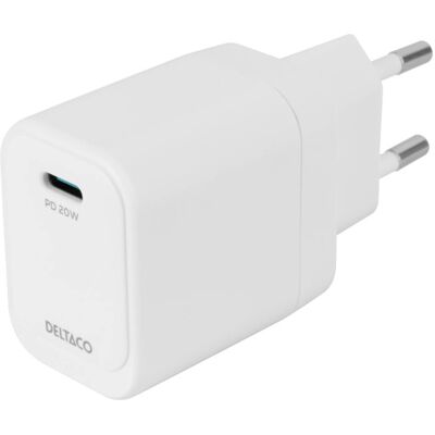 Deltaco 20W USB-C Laturi - Valkoinen Deltaco 20W USB-C Laturi - Valkoinen