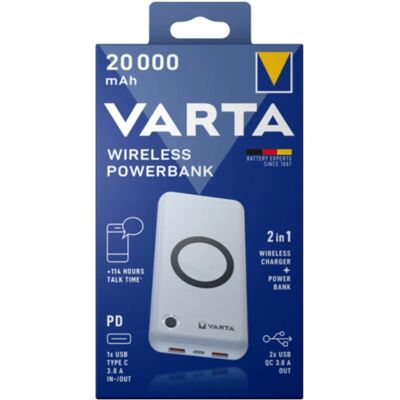 Varta Power Bank 20000mAh Langaton Lataus - Power Bank Varta Power Bank 20000mAh Langaton Lataus - Power Bank