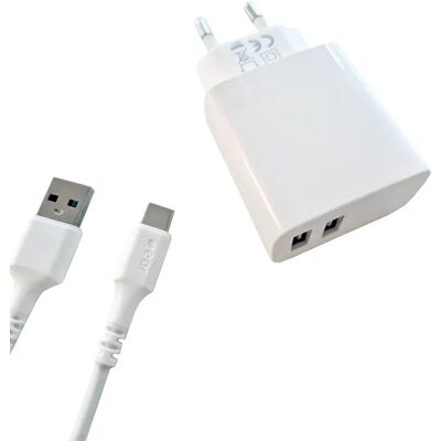 GEAR Laturi 220V 2xUSB-A 3.4A Valkoinen USB-C 2.0 Kaapeli 1m GEAR Laturi 220V 2xUSB-A 3.4A Valkoinen USB-C 2.0 Kaapeli 1m