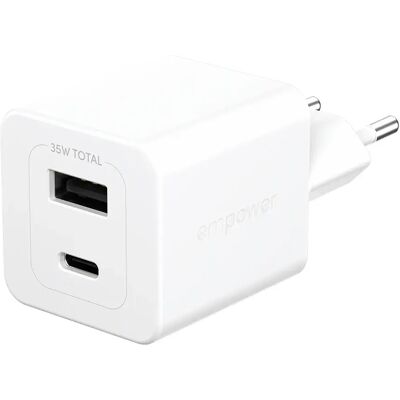 PanzerGlass empower Turbo USB-C + USB-A -laturi, hopea-valkoinen PanzerGlass empower Turbo USB-C + USB-A -laturi, hopea-valkoinen
