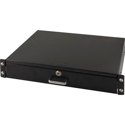 TOTEN 19" 2U vetolaatikko säilytykseen, lukittava TOTEN 19" 2U vetolaatikko säilytykseen, lukittava