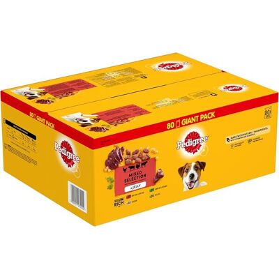 Pedigree Adult Selection of Flavours in Jelly, Koiran märkäruoka, 80 x 100 g Pedigree Adult Selection of Flavours in Jelly, Koiran märkäruoka, 80 x 100 g