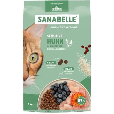 Bosch Sanabelle Sensitive Chicken & Blueberry, Kissan kuivaruoka, Adult, 8 kg Bosch Sanabelle Sensitive Chicken & Blueberry, Kissan kuivaruoka, Adult, 8 kg