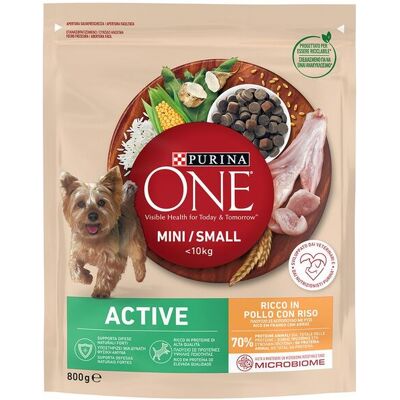 PURINA ONE Mini/Small Active Chicken with Rice, Koiran kuivaruoka, Adult, 800 g PURINA ONE Mini/Small Active Chicken with Rice, Koiran kuivaruoka, Adult, 800 g
