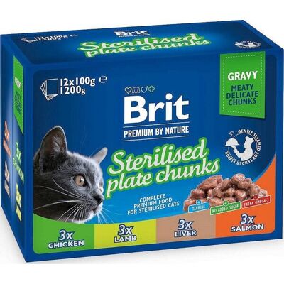 Brit Premium Cat Sterilised Plate - Märkäruoka kissoille - 12X100g Brit Premium Cat Sterilised Plate - Märkäruoka kissoille - 12X100g