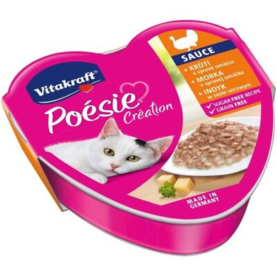 Vitakraft Poésie Création Turkey & Cheese in Sauce, Kissan märkäruoka, Adult, 85 g Vitakraft Poésie Création Turkey & Cheese in Sauce, Kissan märkäruoka, Adult, 85 g