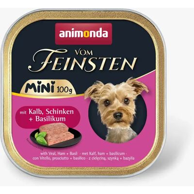 Animonda Vom Feinsten Adult Mini Veal, Ham & Basil, Koiran märkäruoka, Viljaton, 100 g Animonda Vom Feinsten Adult Mini Veal, Ham & Basil, Koiran märkäruoka, Viljaton, 100 g