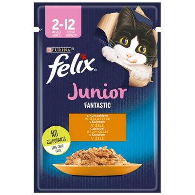 Purina Felix Fantastic Junior Chicken, Kissan märkäruoka, Kitten, 85 g Purina Felix Fantastic Junior Chicken, Kissan märkäruoka, Kitten, 85 g