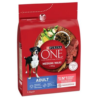 Purina One Adult Medium/Maxi Rich in Lamb with Rice, Koiran kuivaruoka, 2,5 kg Purina One Adult Medium/Maxi Rich in Lamb with Rice, Koiran kuivaruoka, 2,5 kg