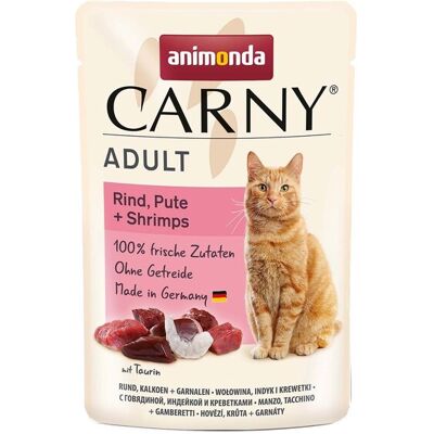 Animonda Carny Adult Naudanliha, Kalkkuna + Katkarapu Kissan märkäruoka Animonda Carny Adult Naudanliha, Kalkkuna + Katkarapu Kissan märkäruoka