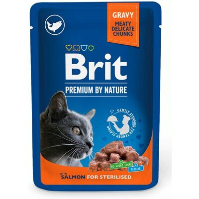 Brit Premium by Nature Sterilised Salmon, Kissan märkäruoka, Adult, 100 g Brit Premium by Nature Sterilised Salmon, Kissan märkäruoka, Adult, 100 g