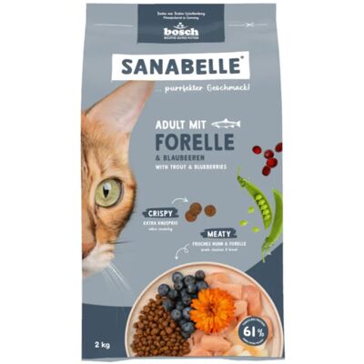 Bosch Sanabelle Adult Trout & Blueberries, Kissan kuivaruoka, 8 kg Bosch Sanabelle Adult Trout & Blueberries, Kissan kuivaruoka, 8 kg