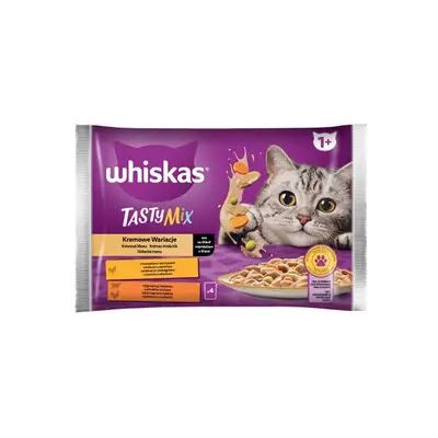 Whiskas 1+ Tasty Mix Classic Creamy Selection, Kissan märkäruoka, Adult, 4 x 85 g Whiskas 1+ Tasty Mix Classic Creamy Selection, Kissan märkäruoka, Adult, 4 x 85 g