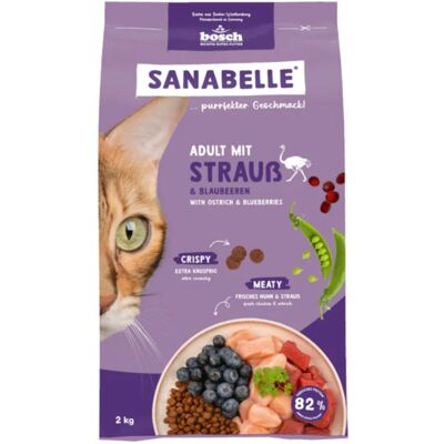 Bosch Sanabelle Life Strutsia ja Mustikkaa, Kissan kuivaruoka, Adult, 8 kg Bosch Sanabelle Life Strutsia ja Mustikkaa, Kissan kuivaruoka, Adult, 8 kg