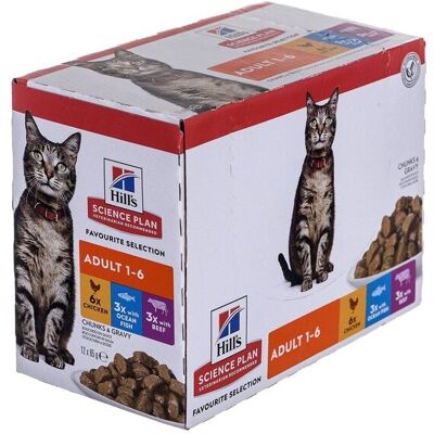 Hill's Science Plan Aikuisten Kana Kala & Naudanliha Märkä Kissaruoka 12x85g Multipack Hill's Science Plan Aikuisten Kana Kala & Naudanliha Märkä Kissaruoka 12x85g Multipack