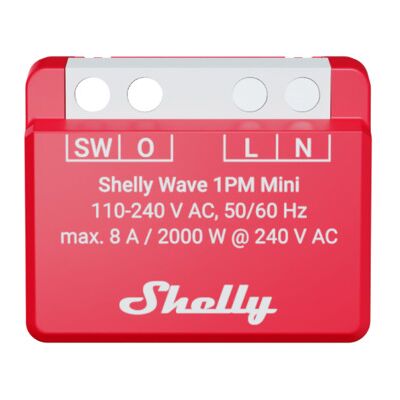 Shelly Wave 1PM Mini EU LR -relekytkin Shelly Wave 1PM Mini EU LR -relekytkin