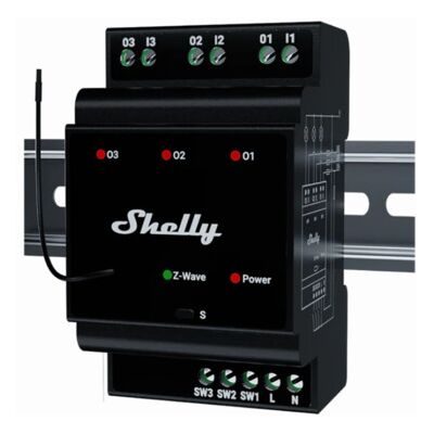 Shelly Wave Pro 3 LR -3-channel dry contact relay Shelly Wave Pro 3 LR -3-channel dry contact relay