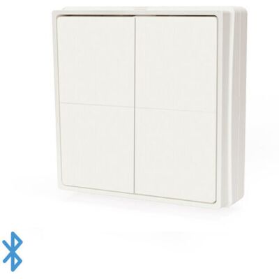 Shelly BLU Wall Switch 4 ZB on paristokäyttöinen Bluetooth- ja Zigbee-seinäkatkaisija, valkoinen Shelly BLU Wall Switch 4 ZB on paristokäyttöinen Bluetooth- ja Zigbee-seinäkatkaisija, valkoinen