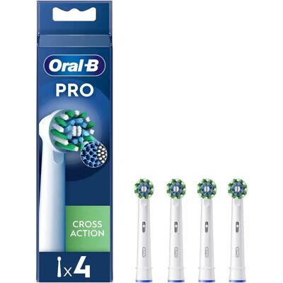 Oral-B CrossAction 4 kpl -vaihtoharjaspäät, Valkoinen Oral-B CrossAction 4 kpl -vaihtoharjaspäät, Valkoinen