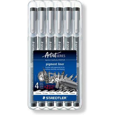 STAEDTLER Fineliner pigment liner ass black (6) STAEDTLER Fineliner pigment liner ass black (6)