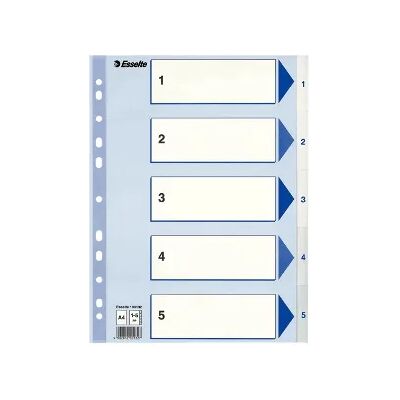 ESSELTE Rekisteri 1-5 A4 muovi valk ESSELTE Rekisteri 1-5 A4 muovi valk