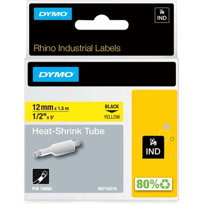 DYMO RhinoPRO märkbar krympslang 12mm, svart på gult, 1.5m rulle DYMO RhinoPRO märkbar krympslang 12mm, svart på gult, 1.5m rulle