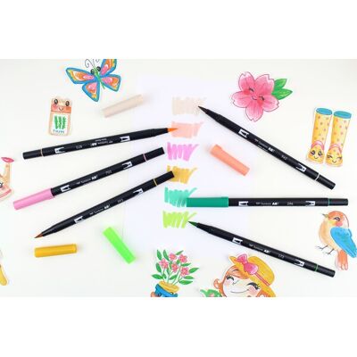 TOMBOW ABT Dual Brush Garden, 6 kpl -kaksoissivellinkynä TOMBOW ABT Dual Brush Garden, 6 kpl -kaksoissivellinkynä