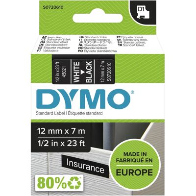 DYMO Tape D1 12mmx7m white/black DYMO Tape D1 12mmx7m white/black