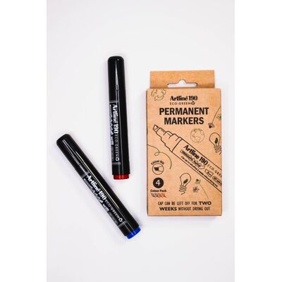 ARTLINE ECO-GREEN 190, 2.0-5.0 mm, 4 kpl, sininen ja punainen -permanenttitussi ARTLINE ECO-GREEN 190, 2.0-5.0 mm, 4 kpl, sininen ja punainen -permanenttitussi