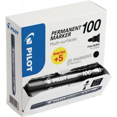 PILOT Marker Permanent 100 bullet Value Pack black (20) PILOT Marker Permanent 100 bullet Value Pack black (20)