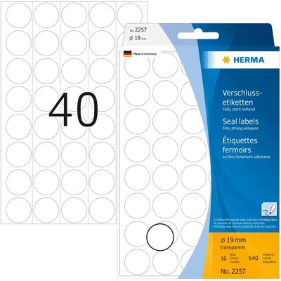 Herma label manual Seal ø19 transparent (640) Herma label manual Seal ø19 transparent (640)