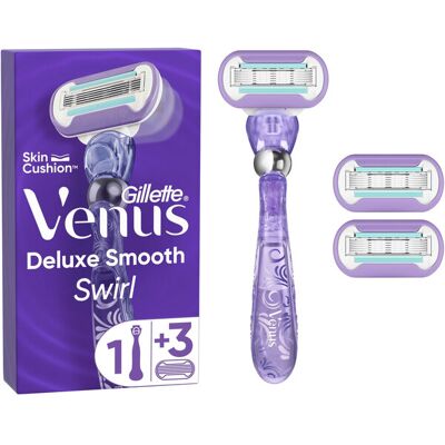 Gillette Venus Deluxe Smooth Swirl -käsikäyttöinen höylä, violetti Gillette Venus Deluxe Smooth Swirl -käsikäyttöinen höylä, violetti