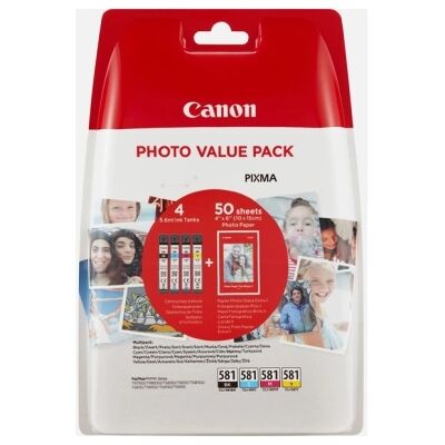 Canon Canon CLI-581 Mustepatruuna Multipakkaus BK+ CMY 2106C005 Vastaa: N/A Canon Canon CLI-581 Mustepatruuna Multipakkaus BK+ CMY 2106C005 Vastaa: N/A