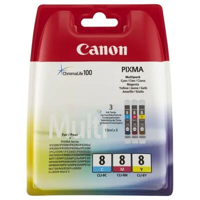 Canon Mustepatruuna CLI-8 Multipack C/M/Y 0621B029 Vastaa: N/A Canon Mustepatruuna CLI-8 Multipack C/M/Y 0621B029 Vastaa: N/A