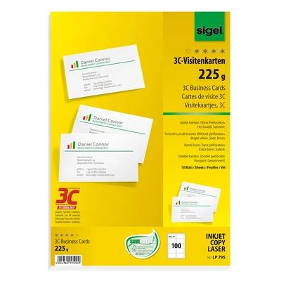 SIGEL Käyntikortti, 3C, A4, 100 käyntikorttia, bright white, 225g LP795 Vastaa: N/A SIGEL Käyntikortti, 3C, A4, 100 käyntikorttia, bright white, 225g LP795 Vastaa: N/A