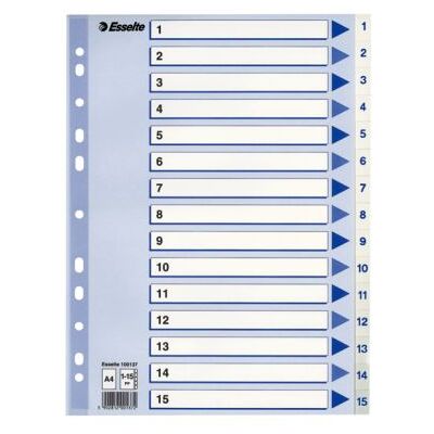 ESSELTE Rekisteri Esselte 1-15 A4 muovi valk 100137 Vastaa: N/A ESSELTE Rekisteri Esselte 1-15 A4 muovi valk 100137 Vastaa: N/A
