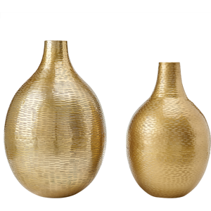 Beliani Kukkamaljakko MOHENJO metalli 32/35 cm Kulta Beliani Kukkamaljakko MOHENJO metalli 32/35 cm Kulta