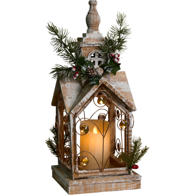 Beliani LED-lyhty LED-valo SYVANSI Jouluinen 46 cm Vaaleanruskea Beliani LED-lyhty LED-valo SYVANSI Jouluinen 46 cm Vaaleanruskea