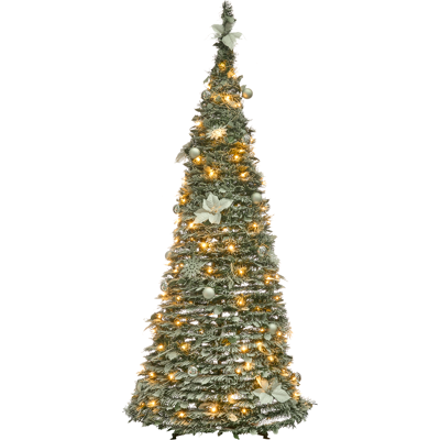Beliani Luminen joulukuusi taitettava LED-valo FIRVANA 185 cm Valkoinen Beliani Luminen joulukuusi taitettava LED-valo FIRVANA 185 cm Valkoinen